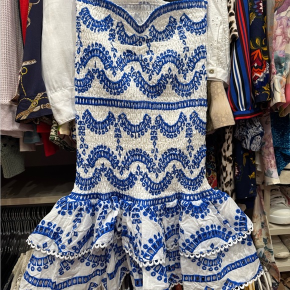 Commense Strapless Dress with Blue Patterns - Picture 9 of 9